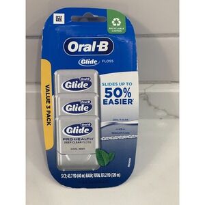 3 Pack Oral-B Glide Pro-Health Deep Clean Dental Floss Cool‎ Mint 131.2 Yd